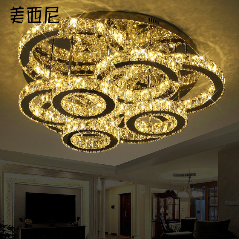 美西尼客廳燈 圓形大氣創意LED水晶燈，點亮家居藝術與實用